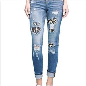 Judy Blue Leopard Patch Mid Rise Skinny